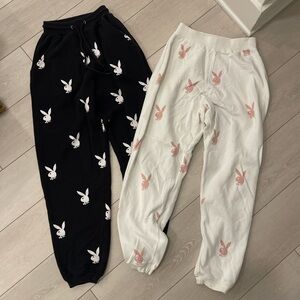 Missguided X Playboy black and white joggers #loungewear #bunny